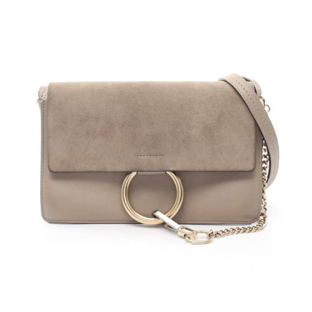 Chloe Faye Shoulder Bag Leather Suede Beige Cream